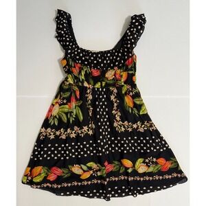 Farm‎ Rio Cocoa Paradise Mini Ruffle sleeve dress artsy cottagecore SML chic